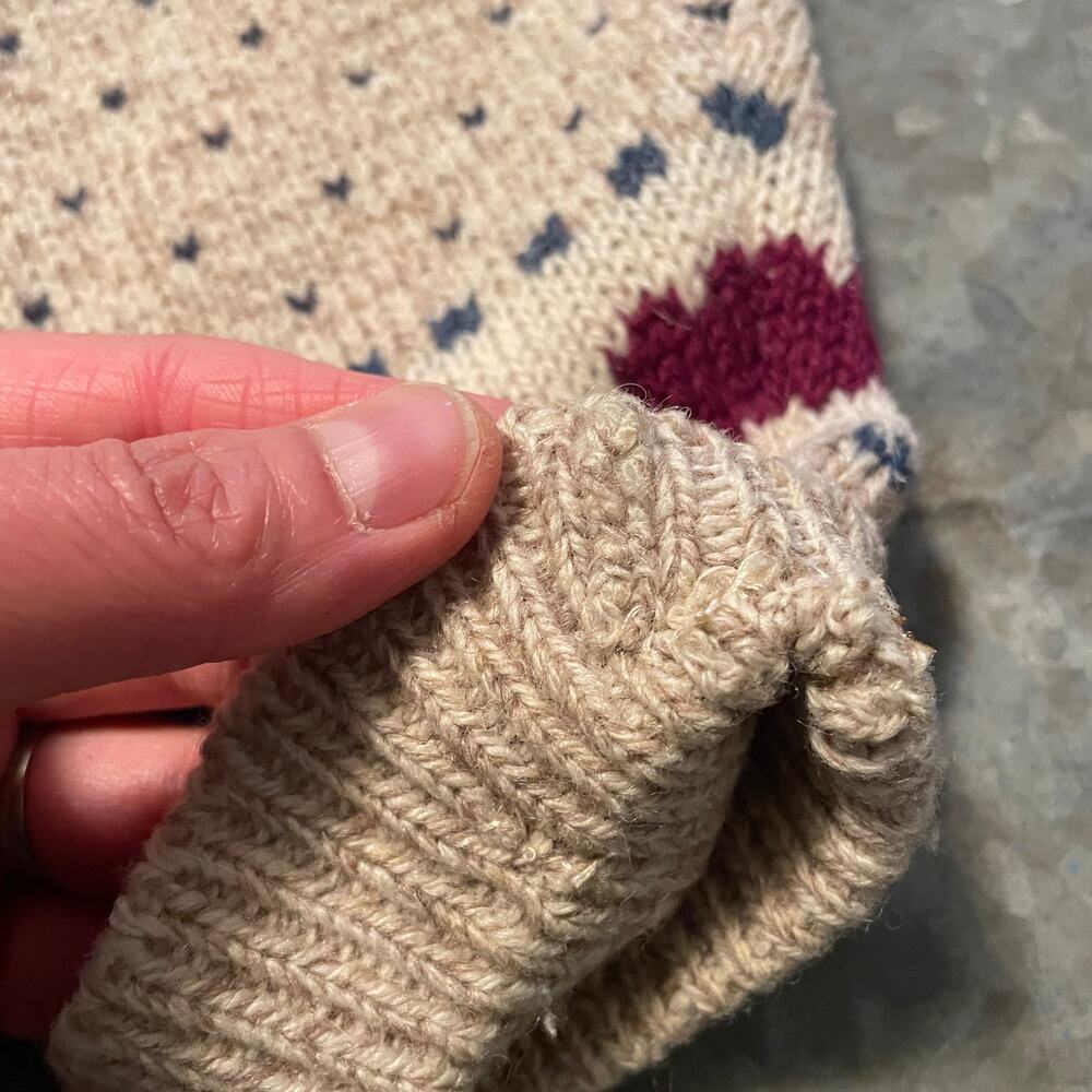 Vintage 90s Eddie Bauer Wool Heart Cardigan Sweater Medium Grandma Cottagecore - Picture 4 of 13